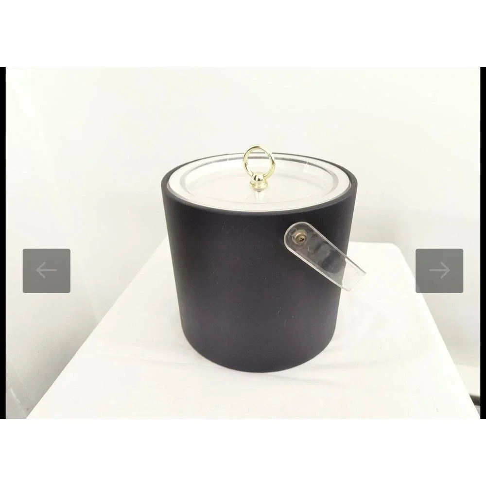 Elegant Black & White Ice Bucket with Clear‎ Lid - Modern Bar Accessory